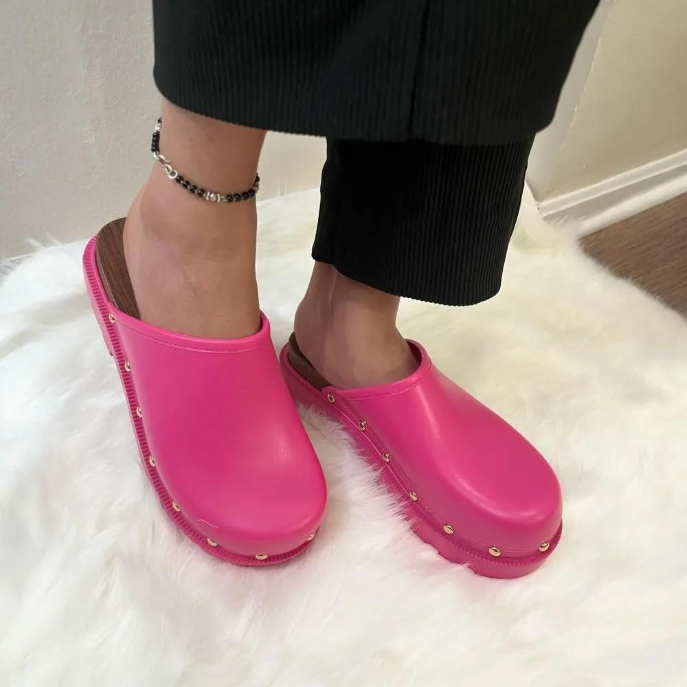 Liliana Women Jelly Closed toe Mule slide platform sandals (Runs Small)