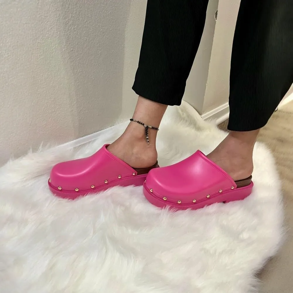 Liliana Women Jelly Closed toe Mule slide platform sandals (Runs Small)
