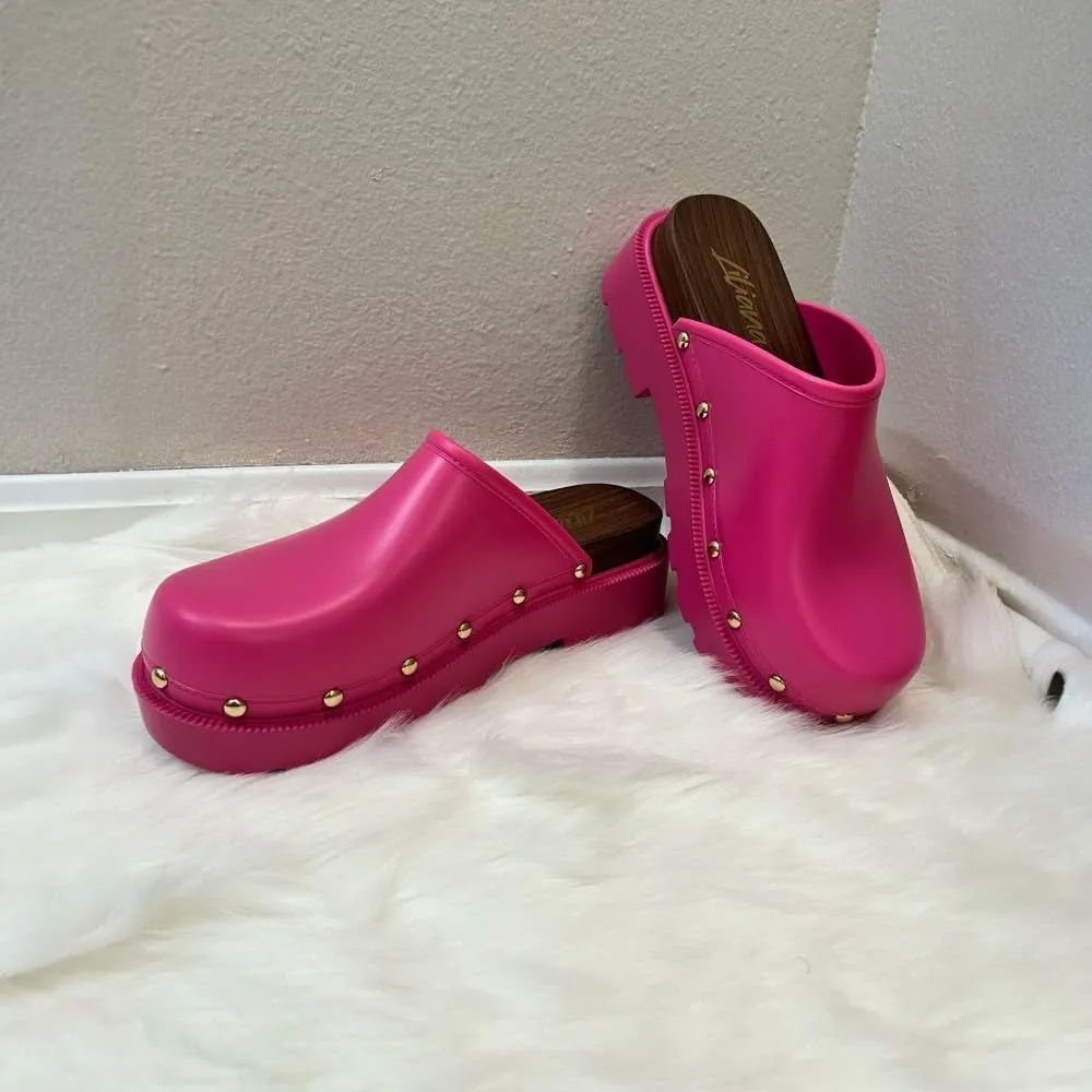 Liliana Women Jelly Closed toe Mule slide platform sandals (Runs Small)