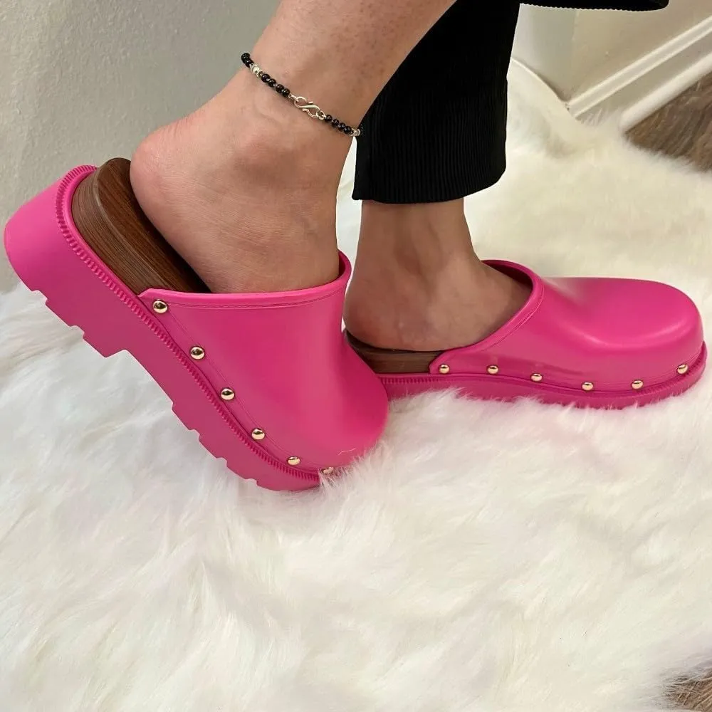 Liliana Women Jelly Closed toe Mule slide platform sandals (Runs Small)