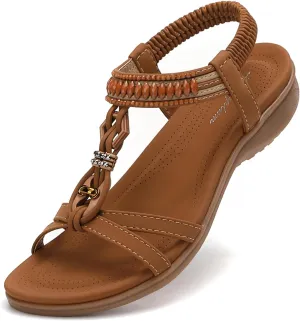 Littleplum Womens Sandals Comfort Arch Support Sandals Summer Walking Shoes Casual Ankle Elastic Flip Flops Shoes