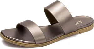 LM Women's Slide Sandals Two Band Slip On Flat Sandals Casual Summer Sandals