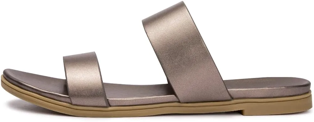 LM Women's Slide Sandals Two Band Slip On Flat Sandals Casual Summer Sandals