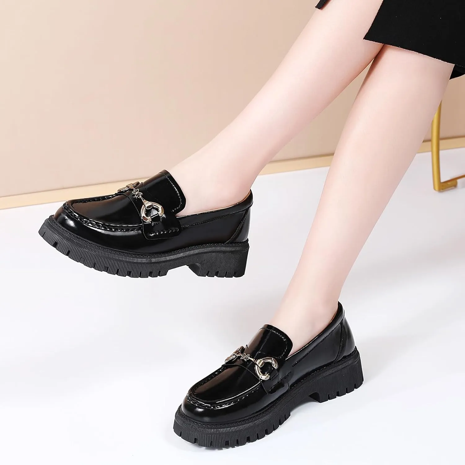 Loafers for Women Women's Loafers & Slip-ons Leather Platform Chunky Penny Shoes Business Casual Shoes Comfortable Dressy Office Work Shoes