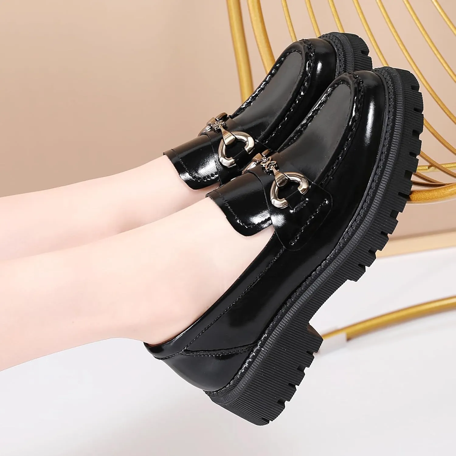 Loafers for Women Women's Loafers & Slip-ons Leather Platform Chunky Penny Shoes Business Casual Shoes Comfortable Dressy Office Work Shoes