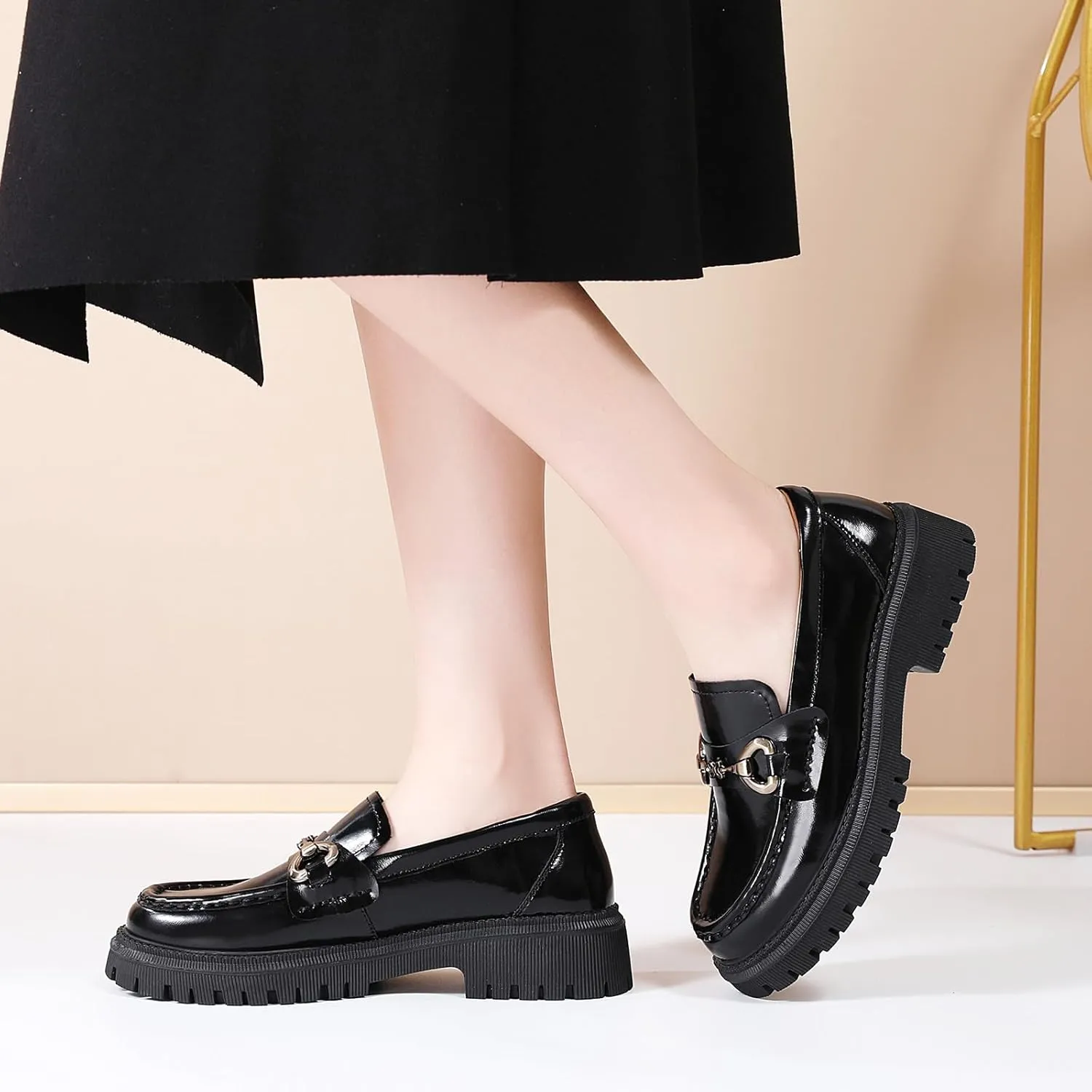 Loafers for Women Women's Loafers & Slip-ons Leather Platform Chunky Penny Shoes Business Casual Shoes Comfortable Dressy Office Work Shoes
