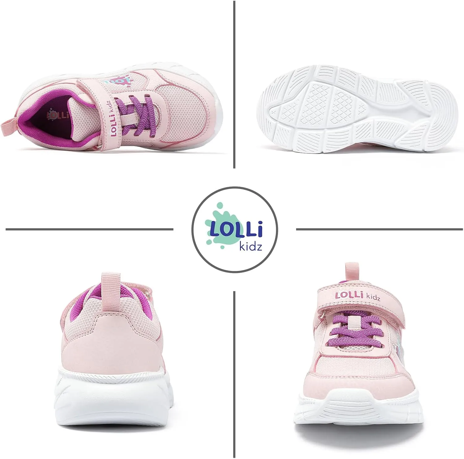 LOLLi kidz Kids Tennis Shoes for Boys and Girls Lightweight Breathable Athletic Great Grip Running Gym Sport Sneakers from