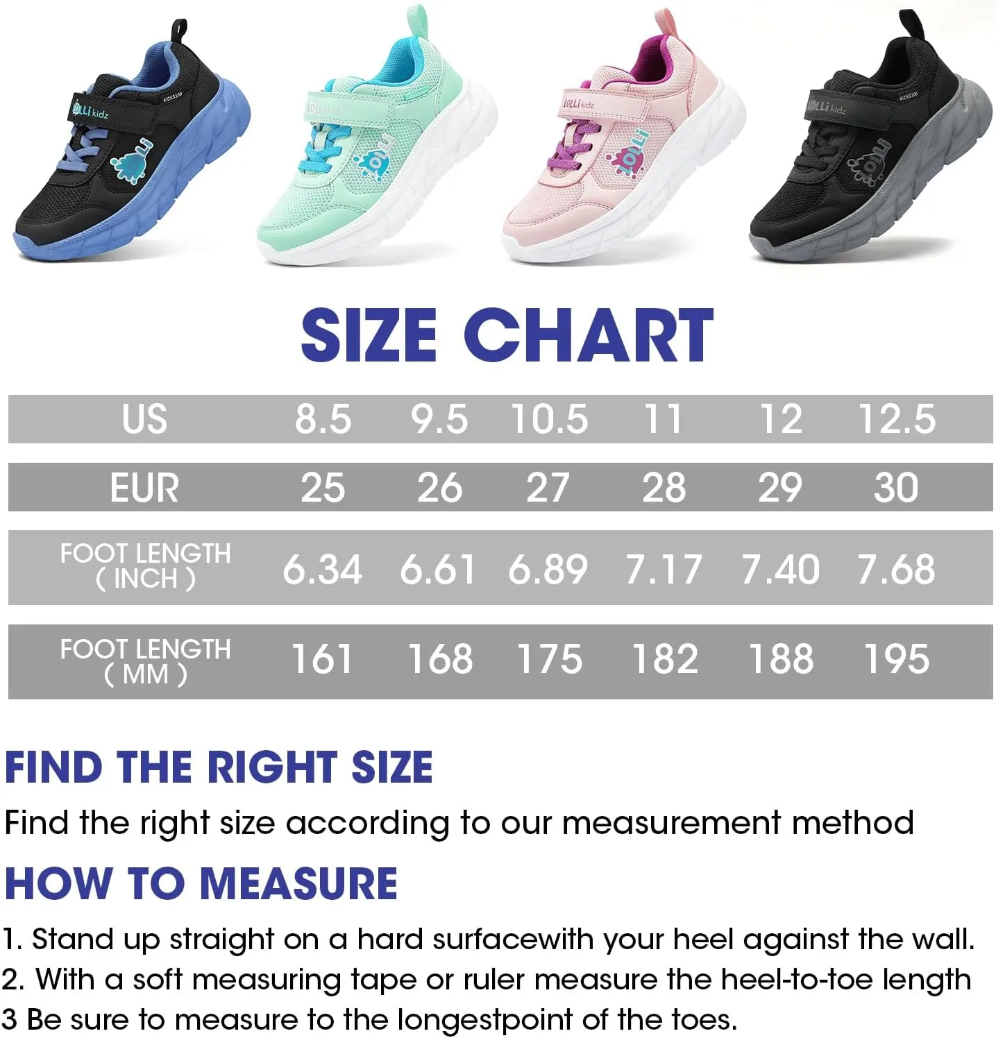 LOLLi kidz Kids Tennis Shoes for Boys and Girls Lightweight Breathable Athletic Great Grip Running Gym Sport Sneakers from