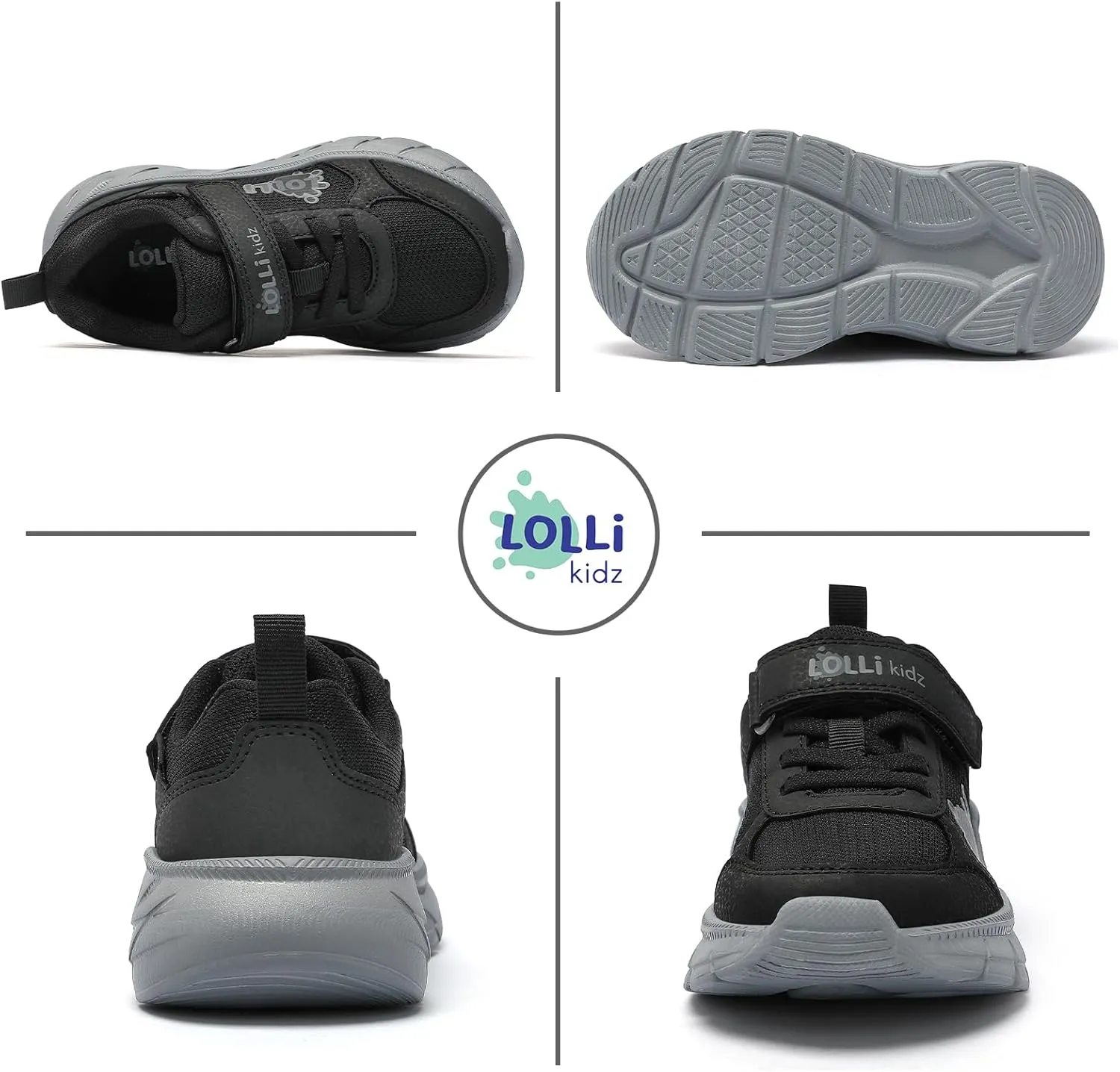 LOLLi kidz Kids Tennis Shoes for Boys and Girls Lightweight Breathable Athletic Great Grip Running Gym Sport Sneakers from