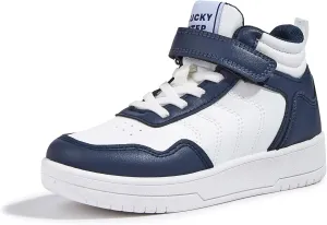 LUCKY STEP Kids High Top Sneakers Fashion Basketball Tennis Shoes Skyhigh Running Sports Ankle Boots Hook and Loop Casual Walking Shoe for Boys Girls