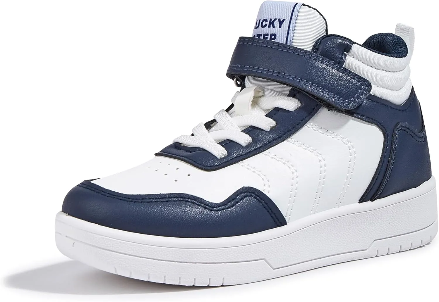 LUCKY STEP Kids High Top Sneakers Fashion Basketball Tennis Shoes Skyhigh Running Sports Ankle Boots Hook and Loop Casual Walking Shoe for Boys Girls