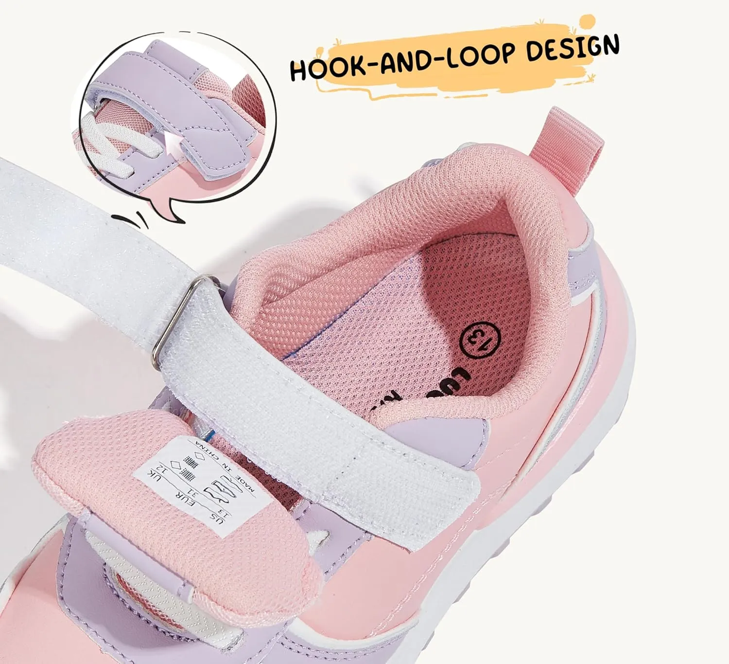 LUCKY STEP Kids Sneakers for Girls Boys Running Non-Slip Tennis Casual Walking Shoes Hook and Loop Unisex-Child Storybook Shoes for Big Kids, Little Kids & Toddlers
