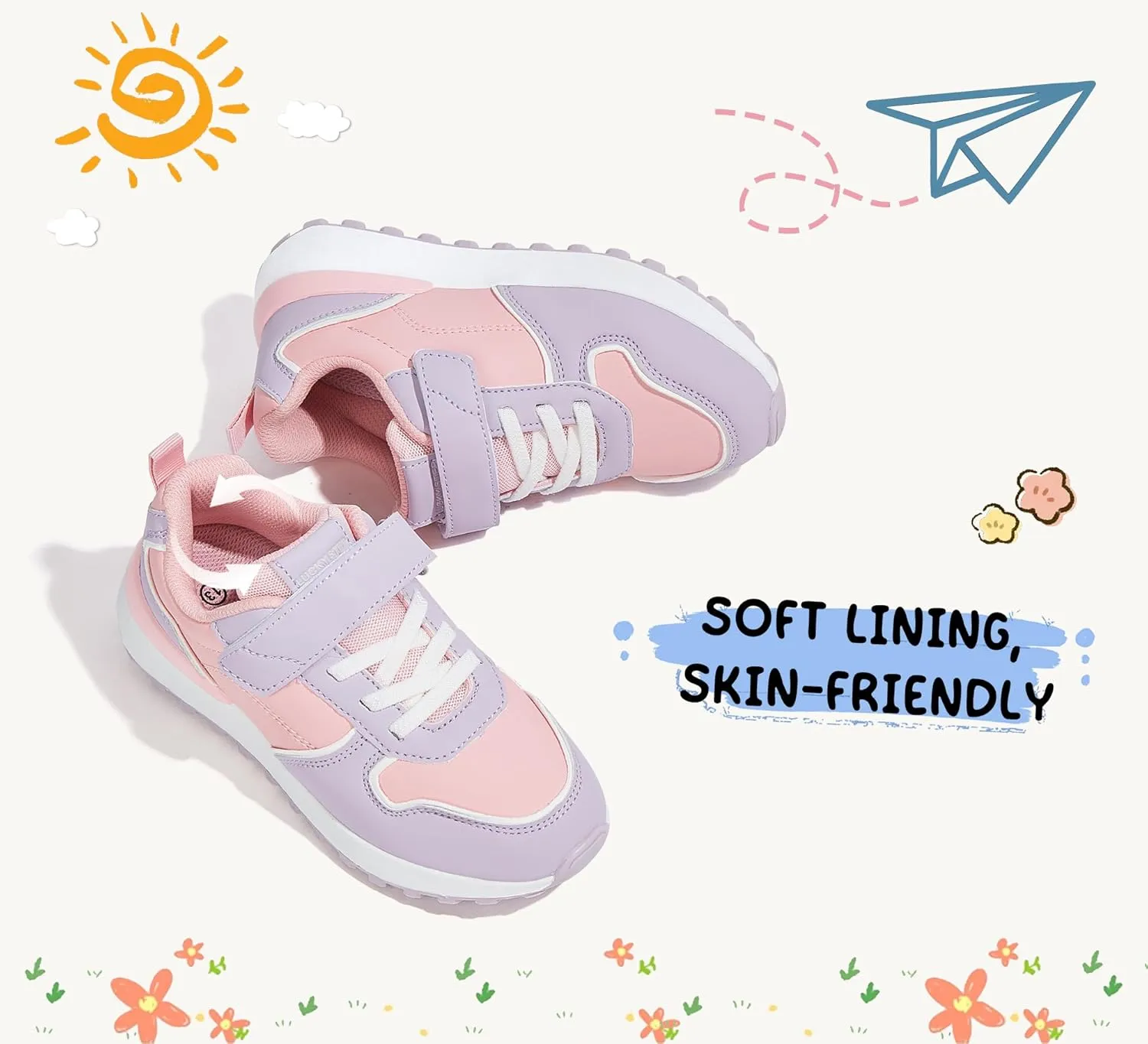 LUCKY STEP Kids Sneakers for Girls Boys Running Non-Slip Tennis Casual Walking Shoes Hook and Loop Unisex-Child Storybook Shoes for Big Kids, Little Kids & Toddlers