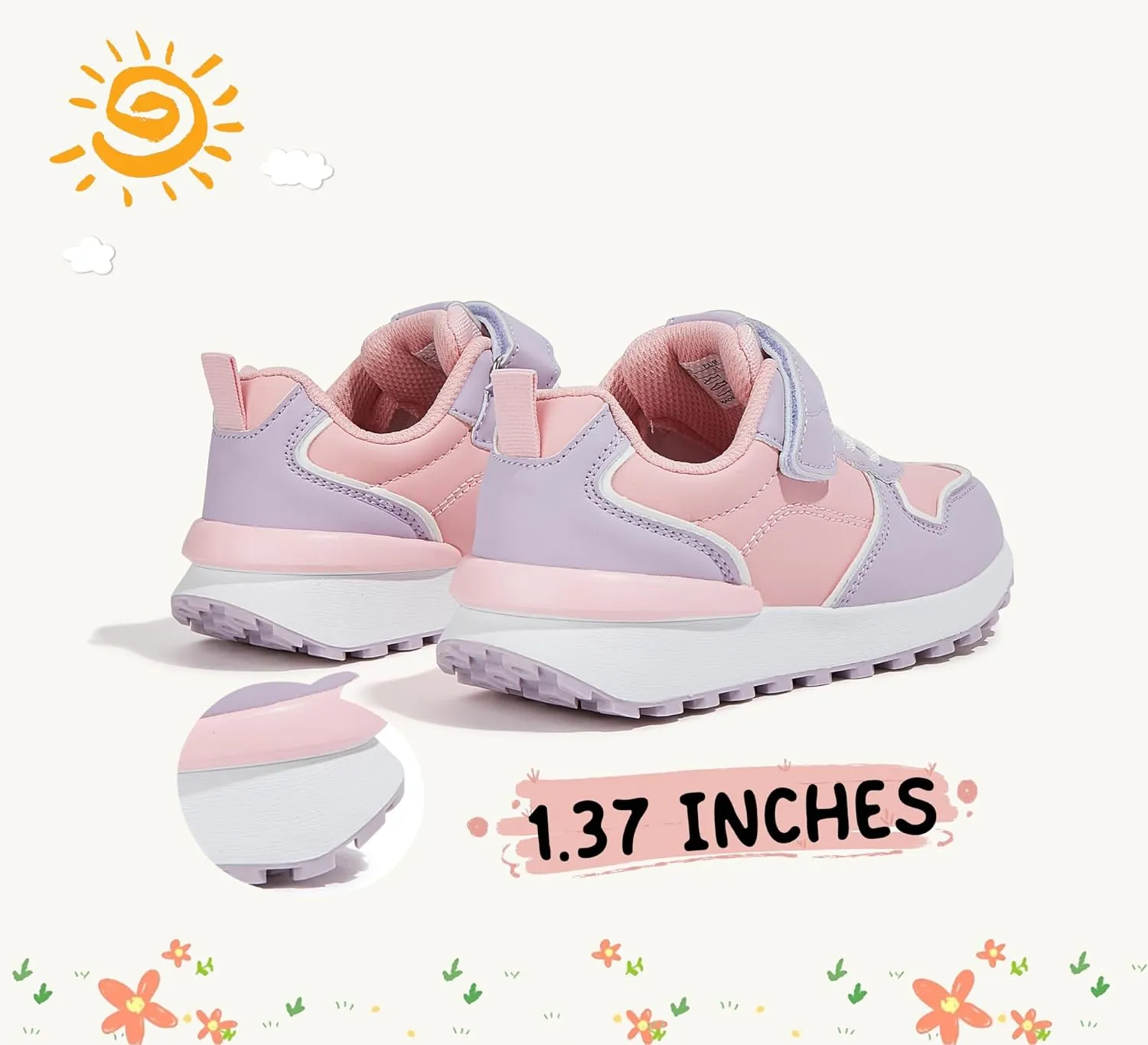LUCKY STEP Kids Sneakers for Girls Boys Running Non-Slip Tennis Casual Walking Shoes Hook and Loop Unisex-Child Storybook Shoes for Big Kids, Little Kids & Toddlers