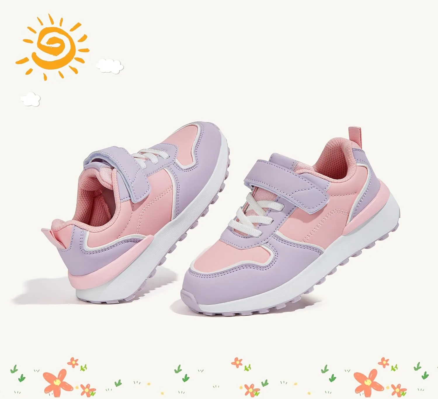 LUCKY STEP Kids Sneakers for Girls Boys Running Non-Slip Tennis Casual Walking Shoes Hook and Loop Unisex-Child Storybook Shoes for Big Kids, Little Kids & Toddlers