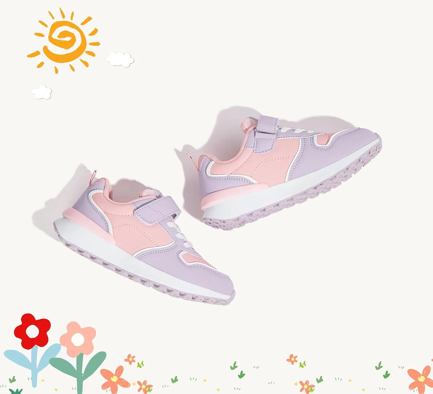 LUCKY STEP Kids Sneakers for Girls Boys Running Non-Slip Tennis Casual Walking Shoes Hook and Loop Unisex-Child Storybook Shoes for Big Kids, Little Kids & Toddlers