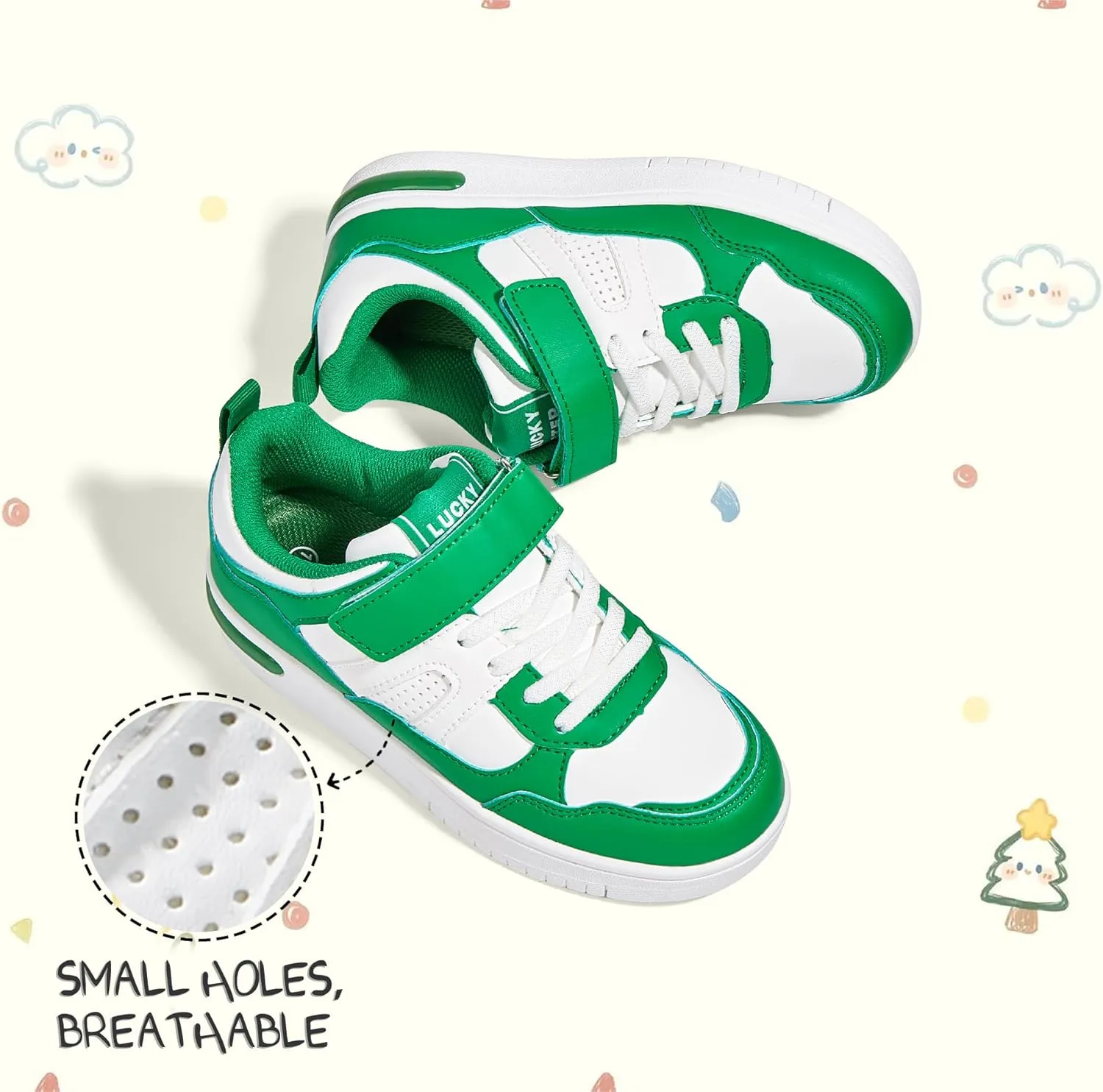 LUCKY STEP Kid's Sneakers School Running Loafers Low Top Walking Tennis Casual Shoes Strap Athletic Fashion Sneakers for Children/Boys/Girls