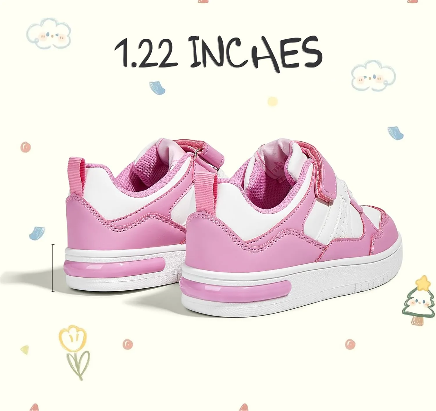 LUCKY STEP Kid's Sneakers School Running Loafers Low Top Walking Tennis Casual Shoes Strap Athletic Fashion Sneakers for Children/Boys/Girls