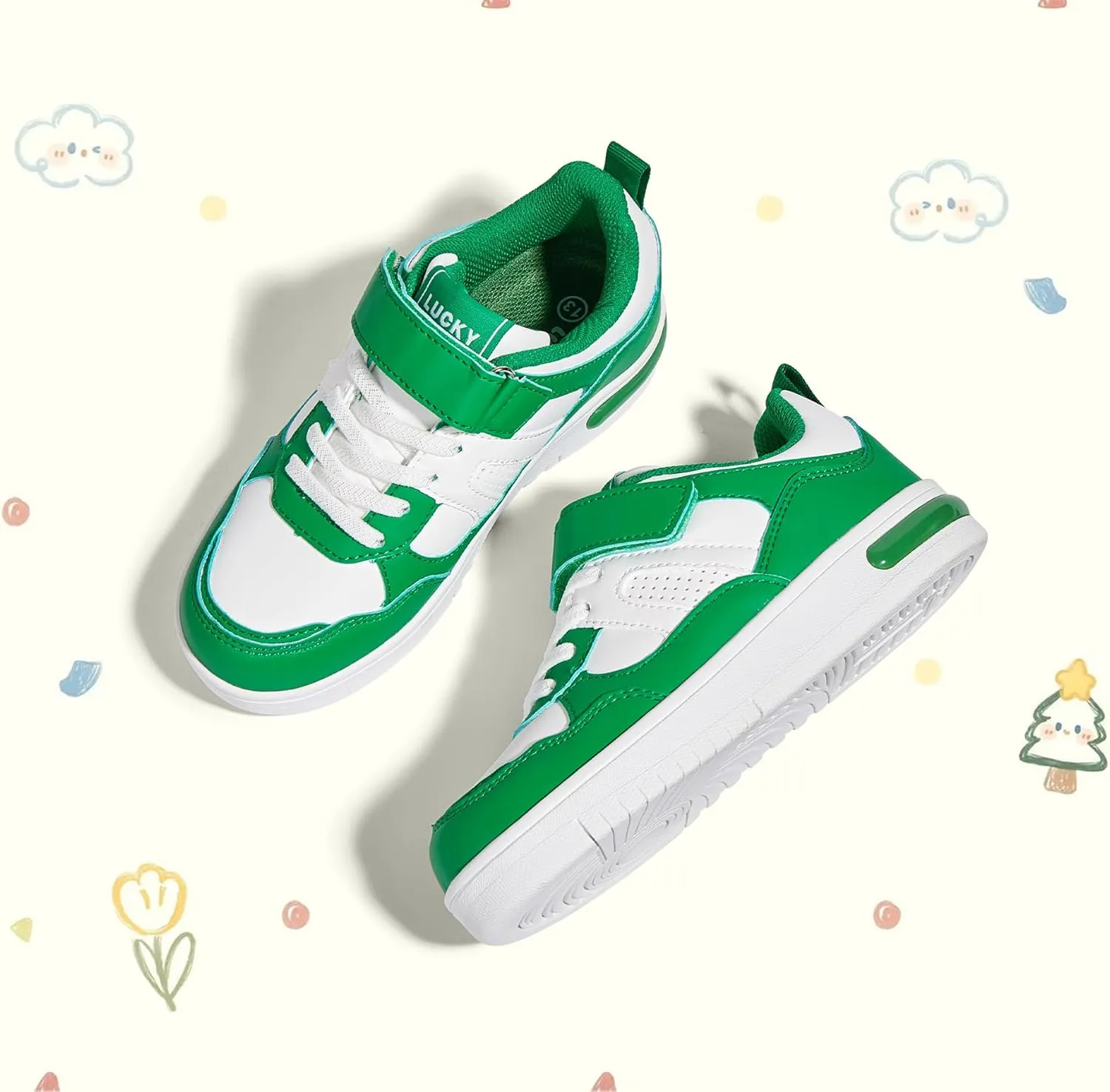 LUCKY STEP Kid's Sneakers School Running Loafers Low Top Walking Tennis Casual Shoes Strap Athletic Fashion Sneakers for Children/Boys/Girls