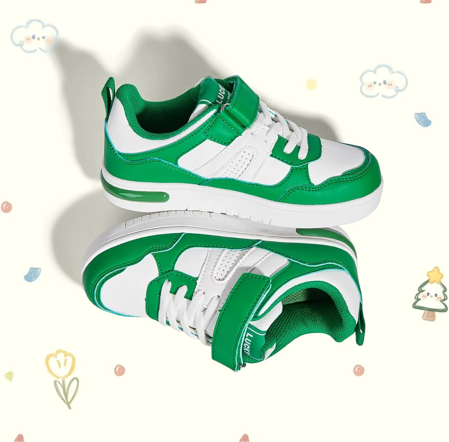 LUCKY STEP Kid's Sneakers School Running Loafers Low Top Walking Tennis Casual Shoes Strap Athletic Fashion Sneakers for Children/Boys/Girls