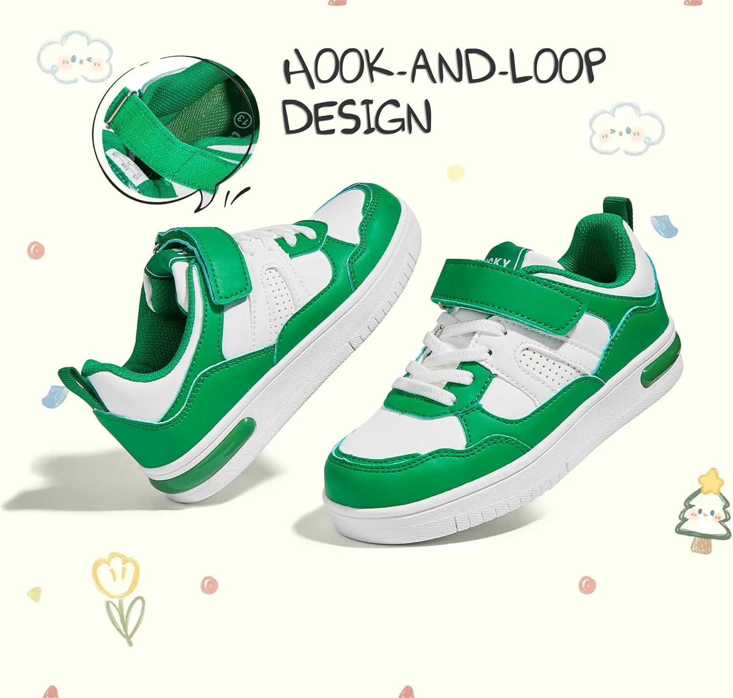 LUCKY STEP Kid's Sneakers School Running Loafers Low Top Walking Tennis Casual Shoes Strap Athletic Fashion Sneakers for Children/Boys/Girls