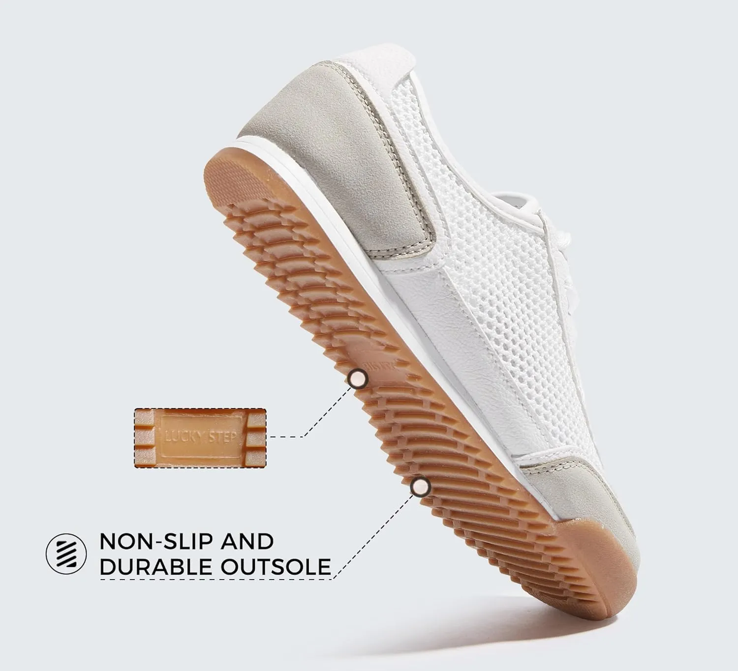 LUCKY STEP Women's Mesh Casual Fashion Sneakers Retro Breathable Walking Shoes Lightweight Classic Tennis Trainers