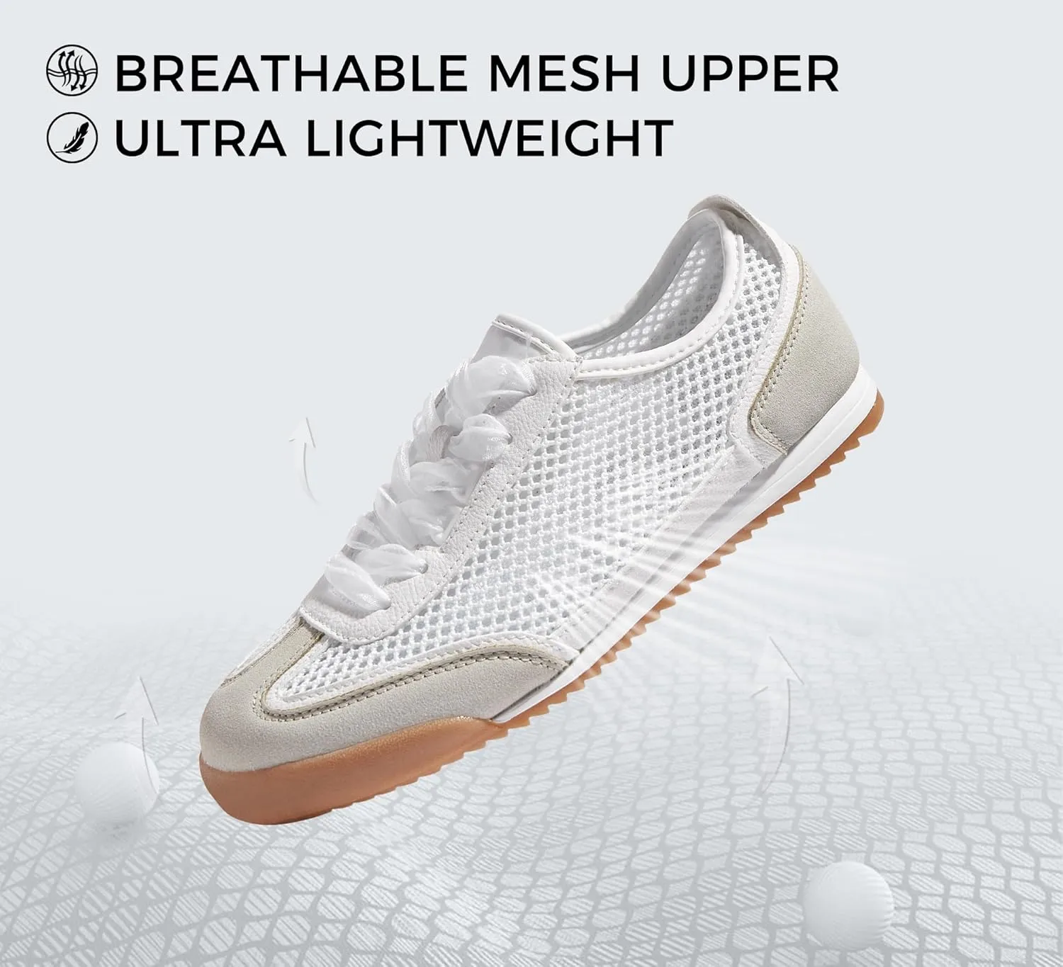 LUCKY STEP Women's Mesh Casual Fashion Sneakers Retro Breathable Walking Shoes Lightweight Classic Tennis Trainers