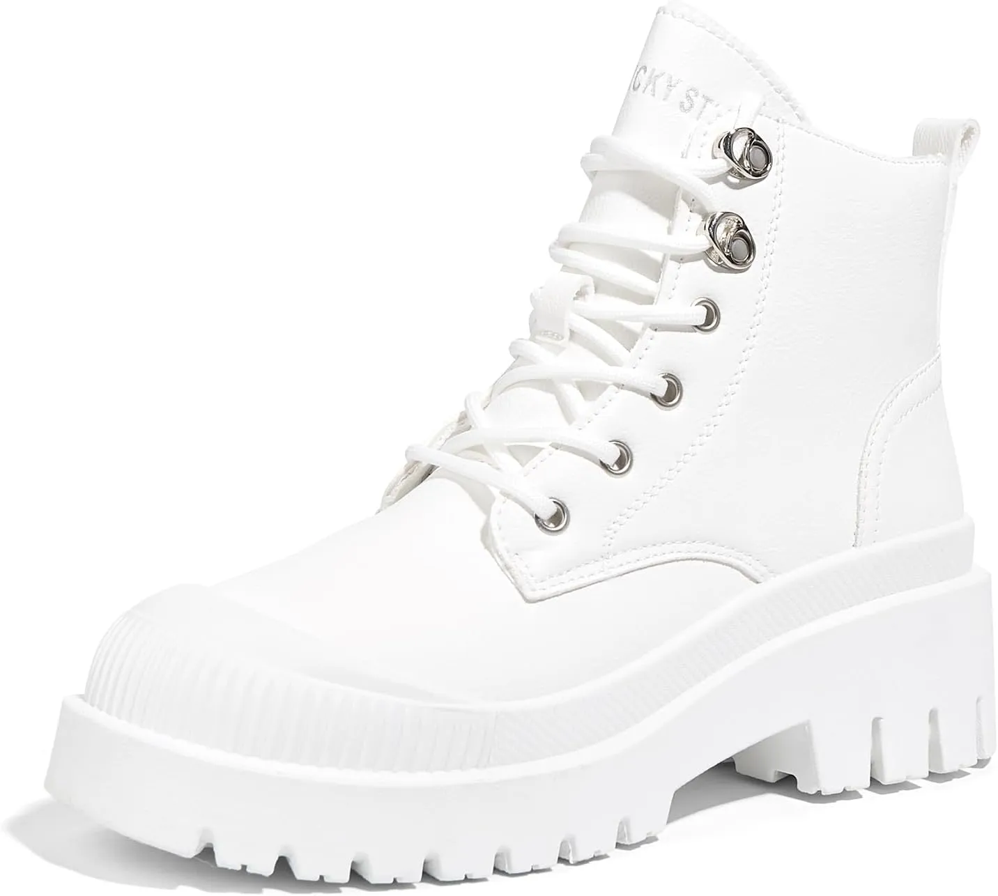 LUCKY STEP Women's Platform Ankle Boots Zipper Fashion Combat Thick Lug Sole Durable Chunky Wedge Booties Shoes