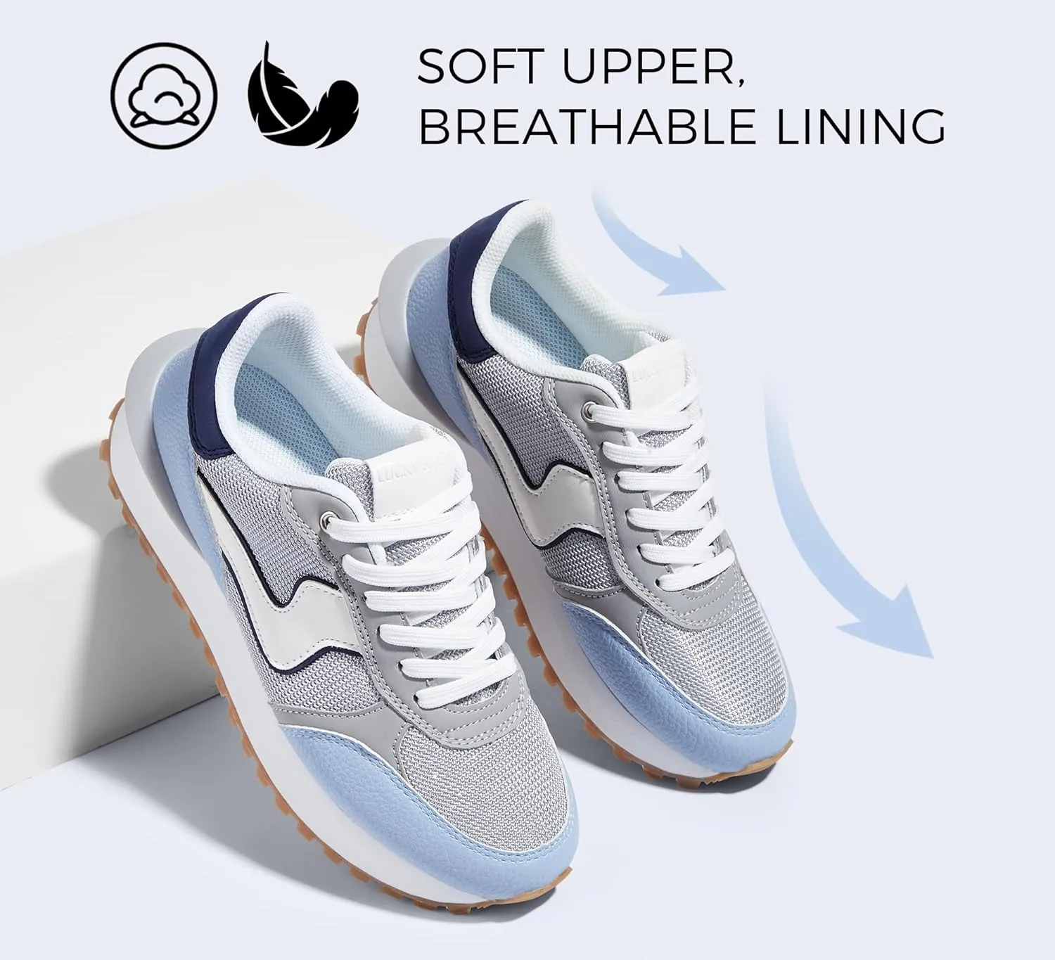 LUCKY STEP Women's Platform Fashion Sneakers Tennis Retro Walking Casual Trainers Stylish Durable Deluxe Skate Running Shoes
