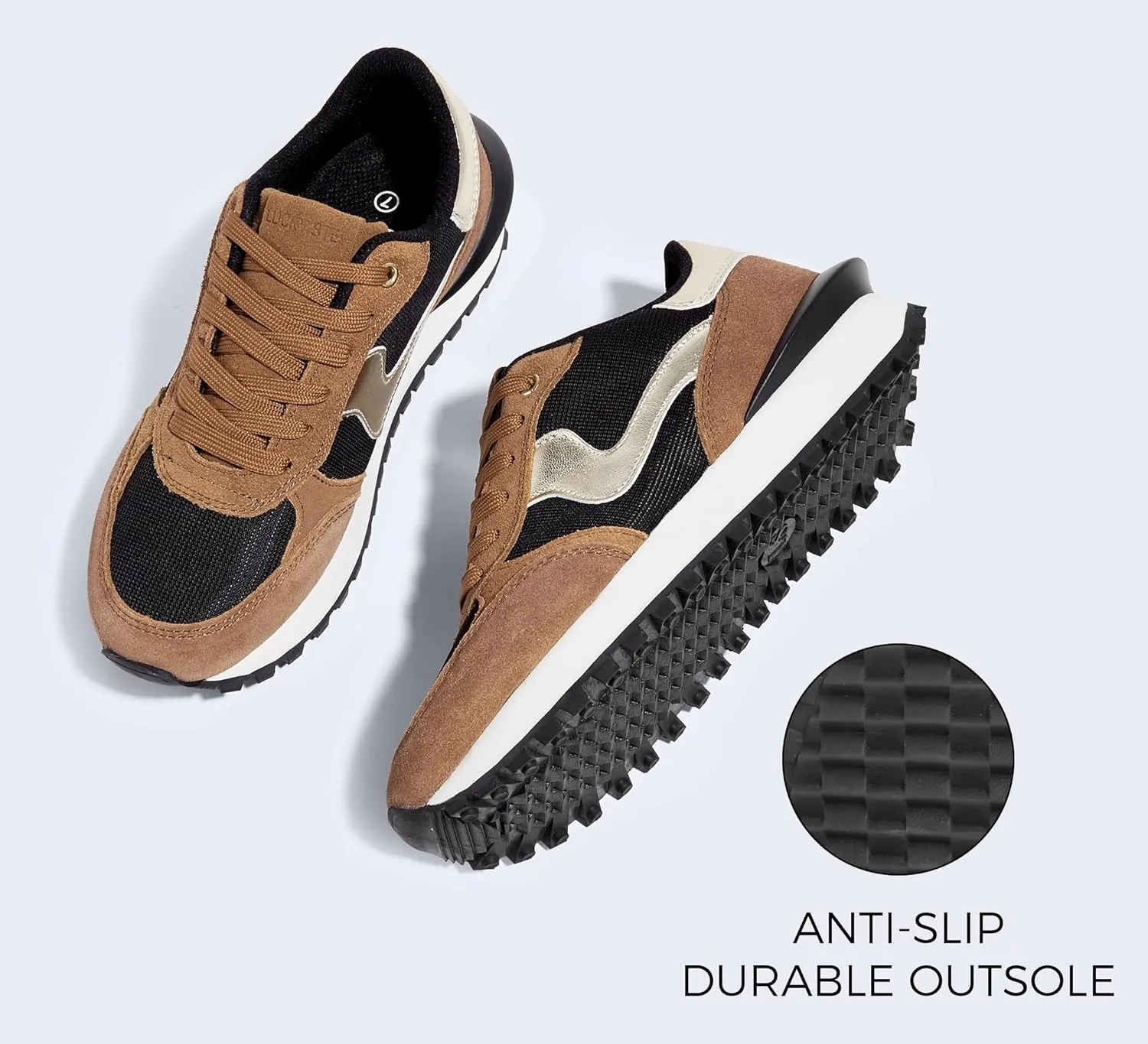 LUCKY STEP Women's Platform Fashion Sneakers Tennis Retro Walking Casual Trainers Stylish Durable Deluxe Skate Running Shoes