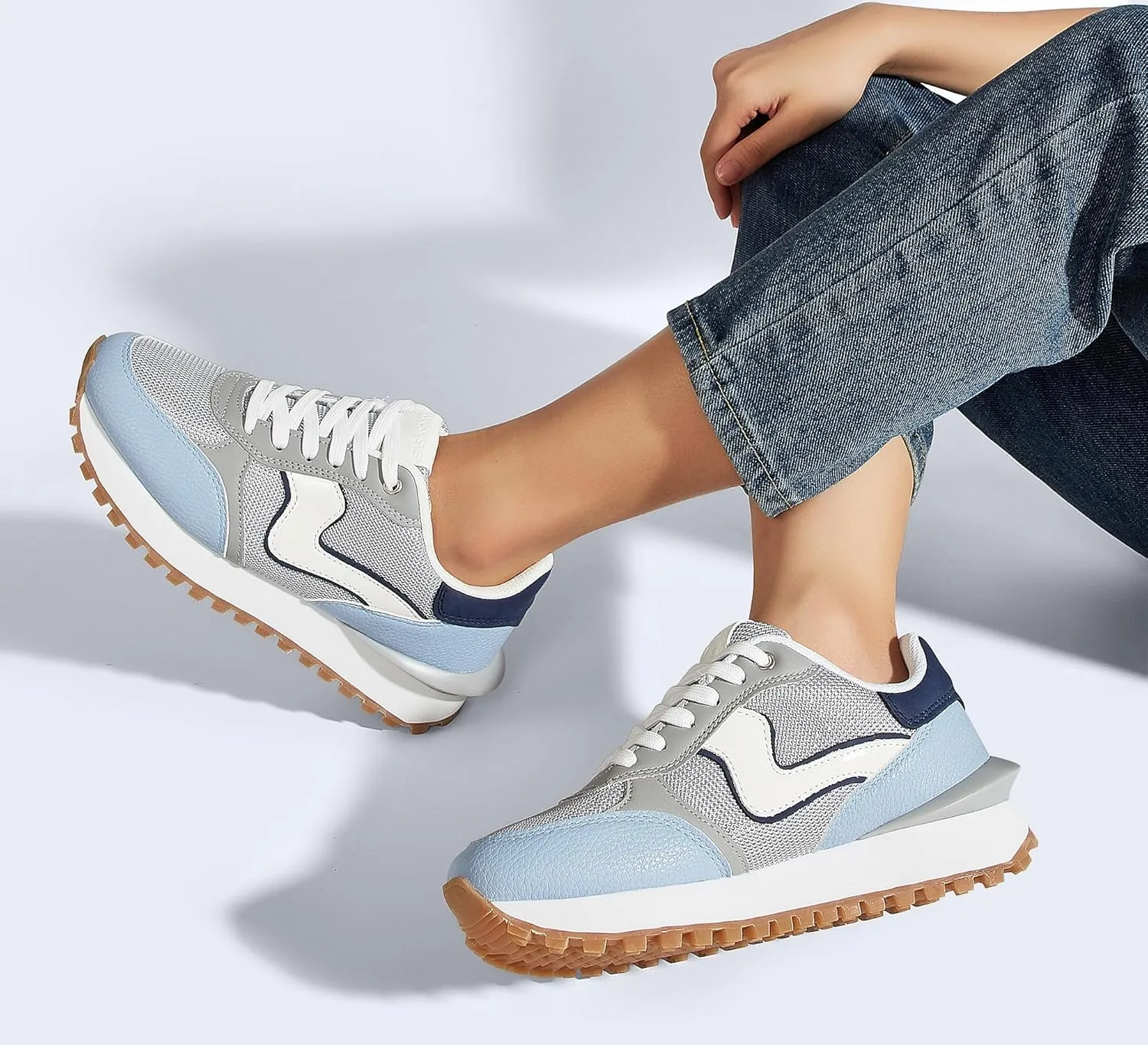LUCKY STEP Women's Platform Fashion Sneakers Tennis Retro Walking Casual Trainers Stylish Durable Deluxe Skate Running Shoes