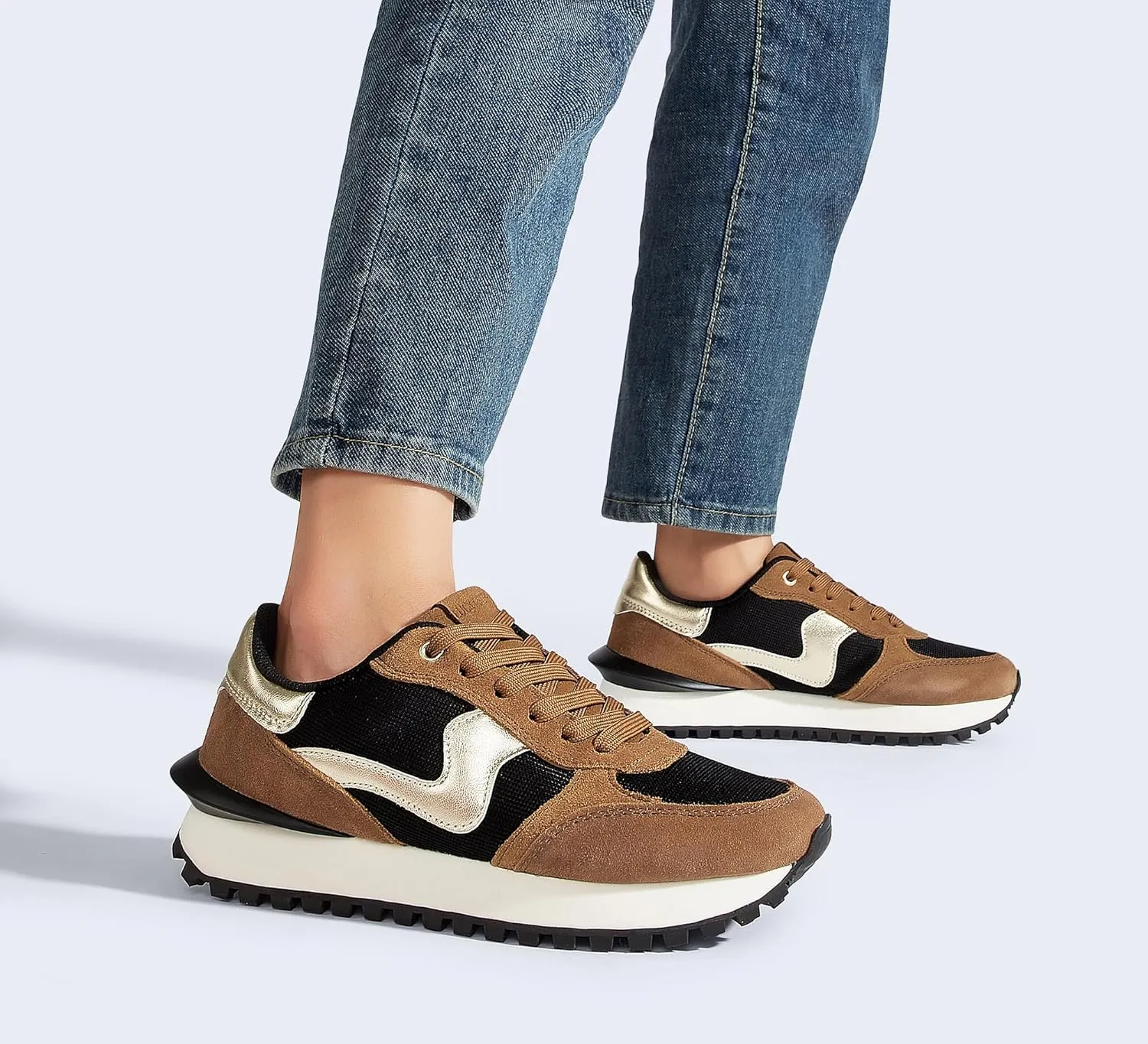 LUCKY STEP Women's Platform Fashion Sneakers Tennis Retro Walking Casual Trainers Stylish Durable Deluxe Skate Running Shoes