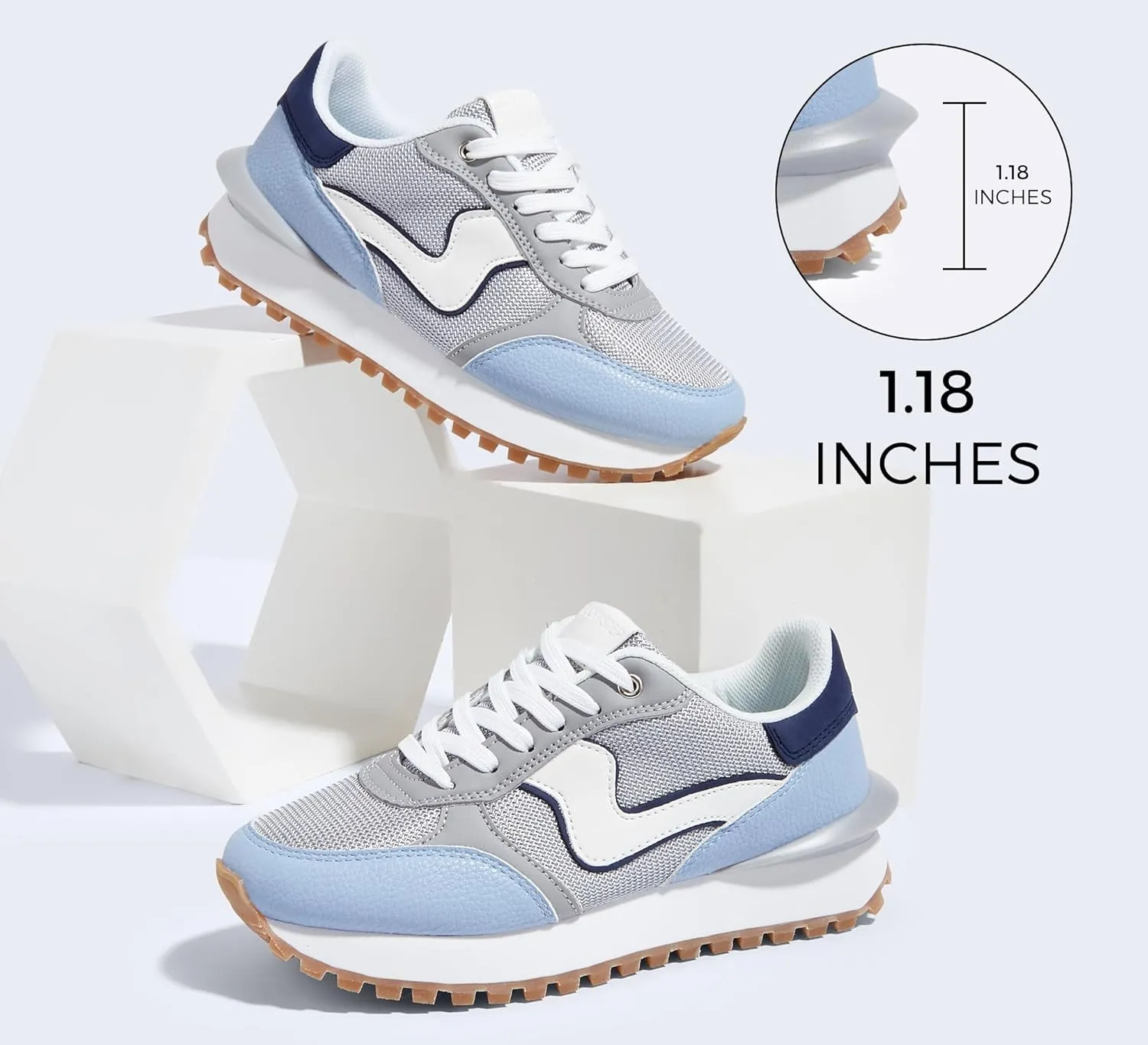 LUCKY STEP Women's Platform Fashion Sneakers Tennis Retro Walking Casual Trainers Stylish Durable Deluxe Skate Running Shoes