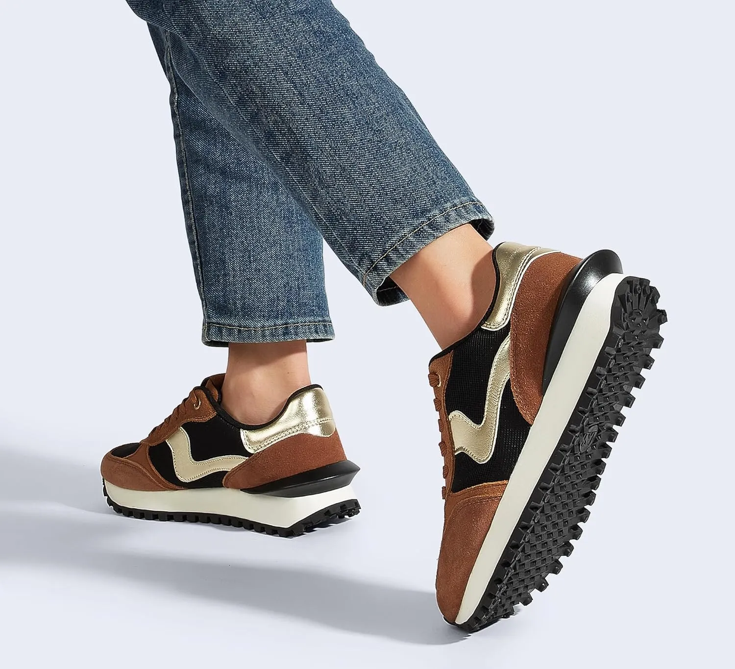 LUCKY STEP Women's Platform Fashion Sneakers Tennis Retro Walking Casual Trainers Stylish Durable Deluxe Skate Running Shoes