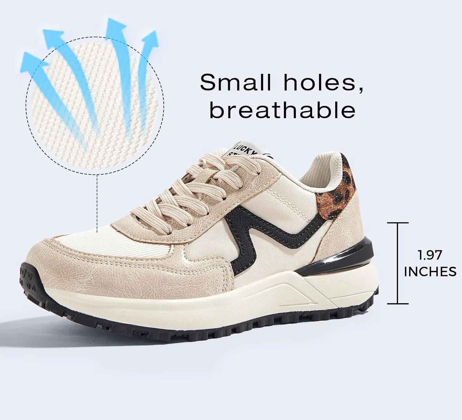 LUCKY STEP Women's Retro Fashion Casual Sneakers Colorblock Platform Classic Trendy Trainning Anti-Slip Tennis Travel Walking Shoes