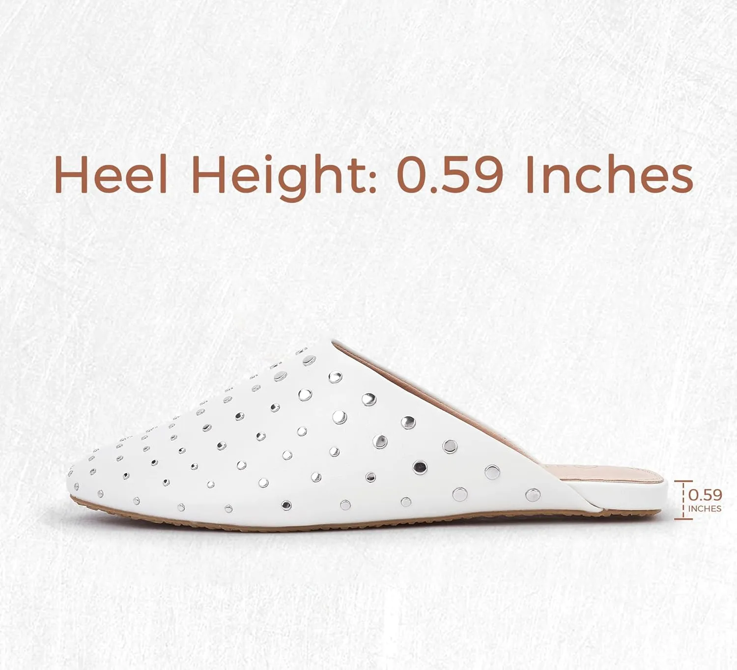 LUCKY STEP Women's Rivet Mules Flats Closed Toe Leather Fashion Slippers Sparkly Comfortable Backless Slip on Slides