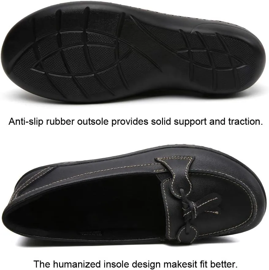 Maichal Loafers for Women Slip On Comfort Leather Tassel Dress Shoes