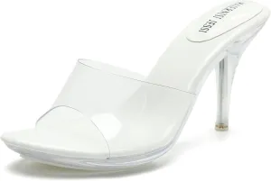 MAIERNISI JESSI Clear Heels for Women Sandals Transparent Sexy Stilletos Heels Slip on Wedding Dress Heel Mules