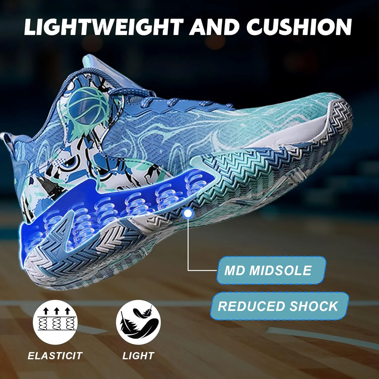 MAIZUN Mens Basketball Shoes Fashion Non-Slip Lightweight Breathable Outdoor Sneakers Cushioning Workout Shoes for Running Walking Sports Training