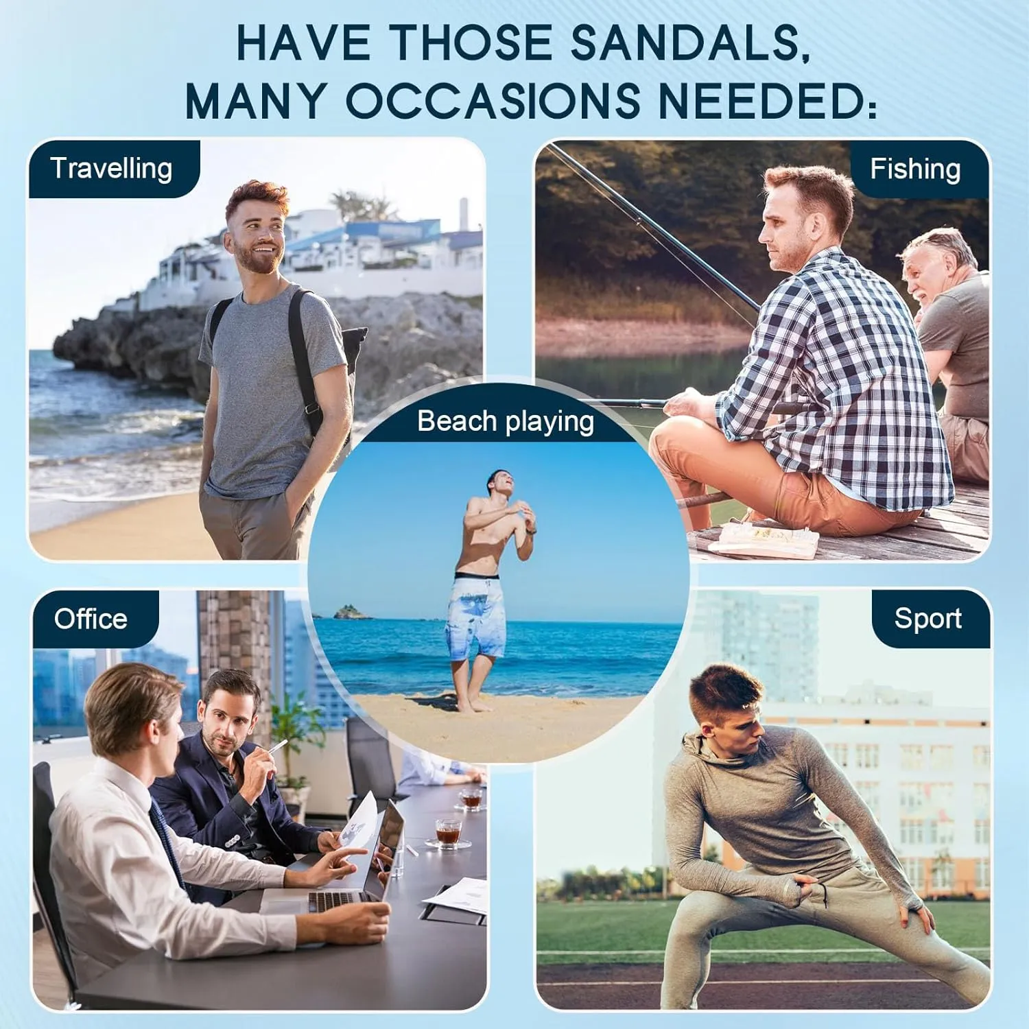 MAIZUN Men's Leather Sandals Outdoor Casual Closed Toe Sport Sandals Summer Fisherman Beach Shoes with Adjustable for Athletic Hiking Walking