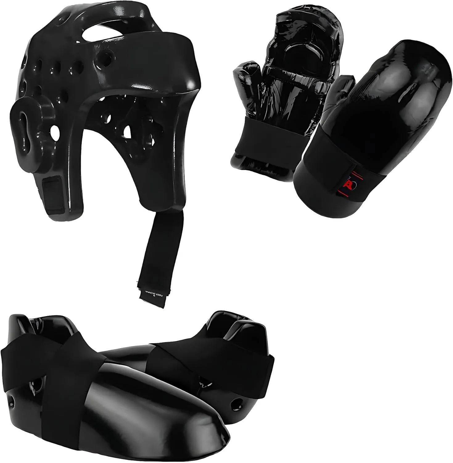 Martial Arts Karate Protective Sparring Gear Package Deal - Adjustable Adults & Kids Headgear, Gloves & Kicks for MMA, Taekwondo, Boxing Training