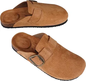 mazeskin Womens Memory Foam Clogs Soft Cork Comfortable Footbed Adjustable Buckle Slippers House Sandals Indoor Outdoor