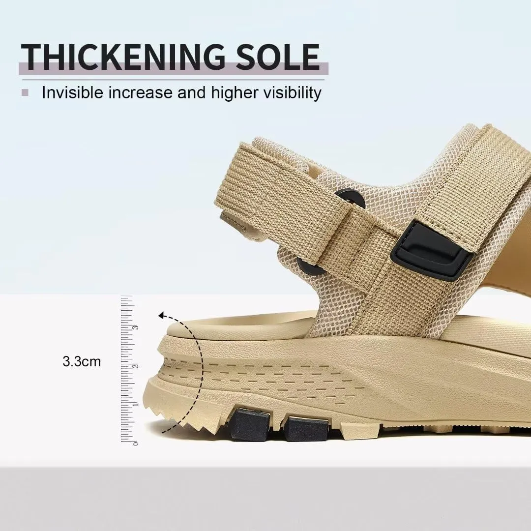 MEGNYA Mens Comfortable Walking Sandals, Soft Sports Hiking Sandals with Three Adjustable Hook And Loop Straps, Casual Beach Athletic Sandals for Outdoor Active Camping