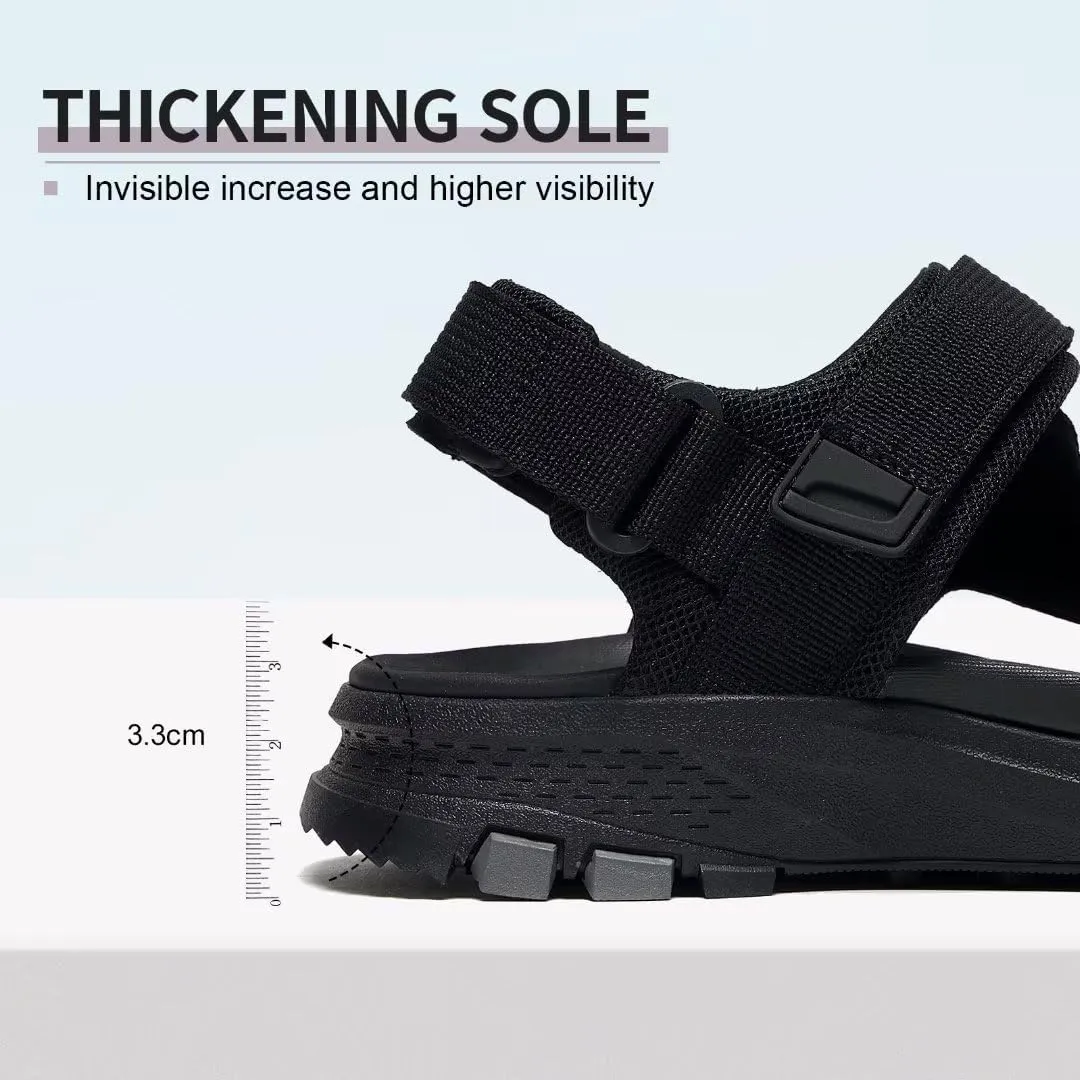 MEGNYA Mens Comfortable Walking Sandals, Soft Sports Hiking Sandals with Three Adjustable Hook And Loop Straps, Casual Beach Athletic Sandals for Outdoor Active Camping