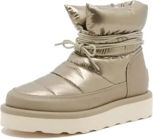 Mel&Syd 100% Australian Sheepskin Women Snow Boots - Waterproof Fur Lined Shearling Boots - Warm Insulated Lace Up Elastic Belt Mini Boots with Memory Foam Rubber Non-Slip Fashionable Walking Shoes