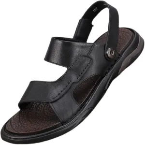 Men Casual Sandals PU Leather Classic Roman Sandals Toe Comfortable Shoes Outdoor Beach Slippers(42 Code)