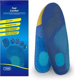 Men Gel Shoe Inserts Women Shock Absorbing Arch Support Silicone Heavy Duty Work Boots Insoles for Standing All Day