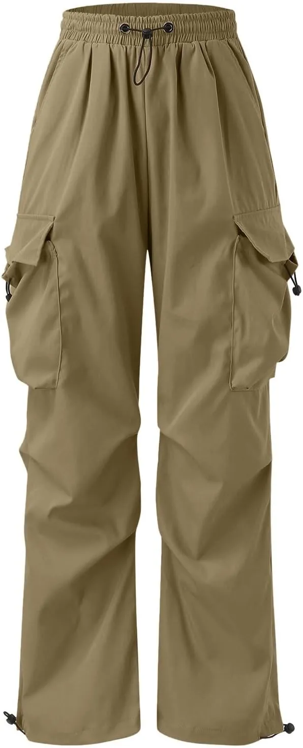 Men's Baggy Cargo Pants Trendy Casual Parachute Pants Cotton Stretch Loose Fit Harem Joggers with Pockets