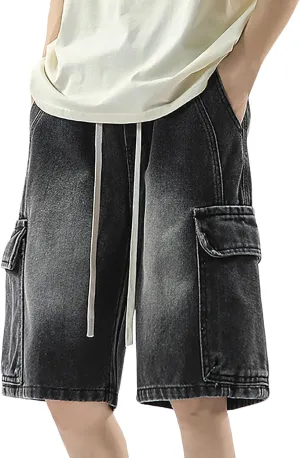 Mens Baggy Denim Jorts Y2K Grunge Loose Fit Hip Hop Jean Shorts Casual Long Jeans Trendy Outfits