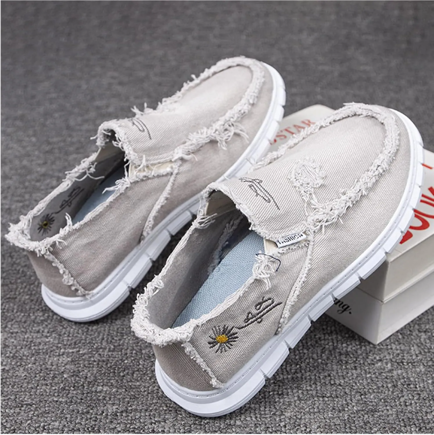 Men's Breathable Canvas Casual Shoes Soft Soles Men's Loafers Soft Comfortable Anti Slip Driving Shoes